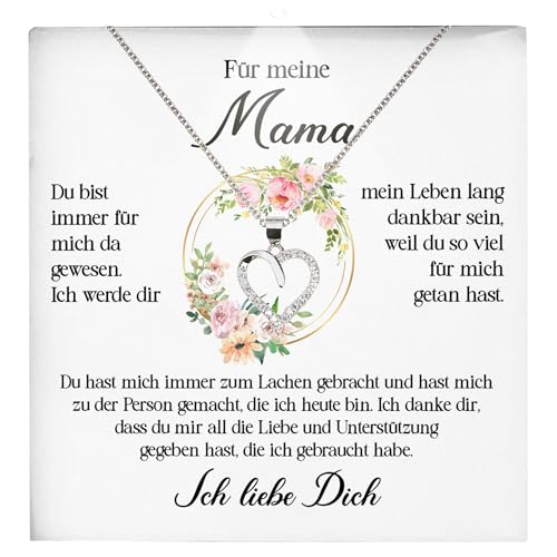 22Feels Beste Mama Geschenk Frauen Schmuck - Silber 925/000 Herz Halskette Damen - Muttertag Geburtstag Weihnachten Idee von Tochter Sohn an Mutter Eltern Familie - Karte Premium Licht Etui von 22Feels