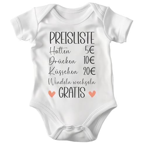 22Feels Bio-Baumwolle Unisex Babybody Lustig Preisliste Kurzarm Weiss Strampler Babyparty Geschenk Babyshower Schlupfkragen Weicher Einteiler für Neugeborene Babys (Weiß, 0-3 Monate) von 22Feels