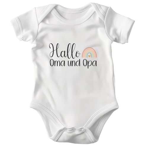 22Feels Bio-Baumwolle Unisex Babybody Oma Opa Kurzarm Weiss Strampler Babyparty Geschenk Babyshower Schlupfkragen Weicher Einteiler für Neugeborene Babys (Weiß, 0-3 Monate) von 22Feels