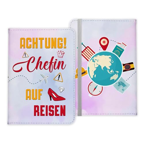 22Feels Chefin Geschenk Reisepasshülle Frauen Reisen Pass Etui Cover Organizer Sommer Urlaub Gadgets Kunst-Leder Berufe Accessoire von 22Feels