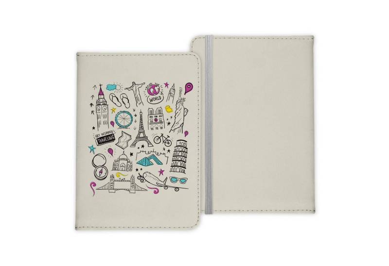 22Feels Dokumententasche Reisepasshülle Cover Reisen Reise Icons Sehenswürdigkeiten Urlaub, IN DEUTSCHLAND BEDRUCKT von 22Feels