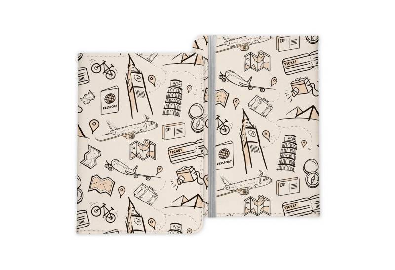 22Feels Dokumententasche Reisepasshülle Organizer Reisen Reise Icons Urlaub Etui Kunst-Leder, IN DEUTSCHLAND BEDRUCKT von 22Feels