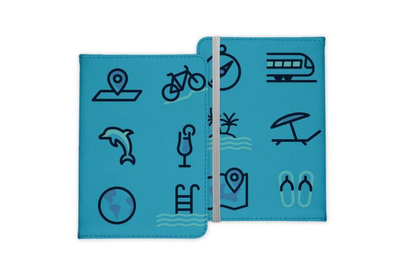 22Feels Dokumententasche Reisepasshülle Organizer Reisen Reise Icons Urlaub Etui Kunst-Leder, IN DEUTSCHLAND BEDRUCKT von 22Feels