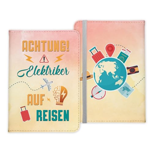 22Feels Elektriker Geschenk Reisepasshülle Männer Reisen Pass Etui Cover Organizer Sommer Urlaub Gadgets Kunst-Leder Berufe Accessoire von 22Feels