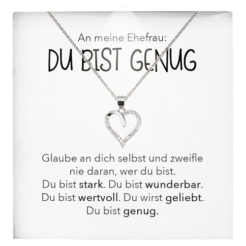 22Feels Frauen Hochzeitstag Geschenk Ehefrau Schmuck - Silber 925/000 Herz Halskette Damen - Ich Liebe Dich Schatz Valentinstag Geburtstag Weihnachten - Romantische Karte Premium LED Licht Etui von 22Feels