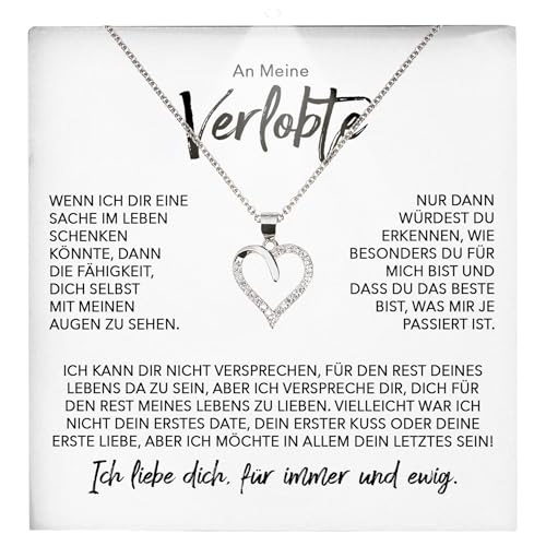 22Feels Frauen Verlobung Geschenk Ich Liebe Dich Schmuck Heiratsantrag - Silber 925/000 Herz Halskette - Damen Bride to be Verlobte Valentinstag Weihnachten - Karte Premium Licht Etui von 22Feels