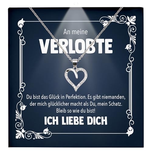 22Feels Frauen Verlobung Geschenk Ich Liebe Dich Schmuck Heiratsantrag - Silber 925/000 Herz Halskette - Damen Bride to be Verlobte Valentinstag Weihnachten - Karte Premium Licht Etui von 22Feels