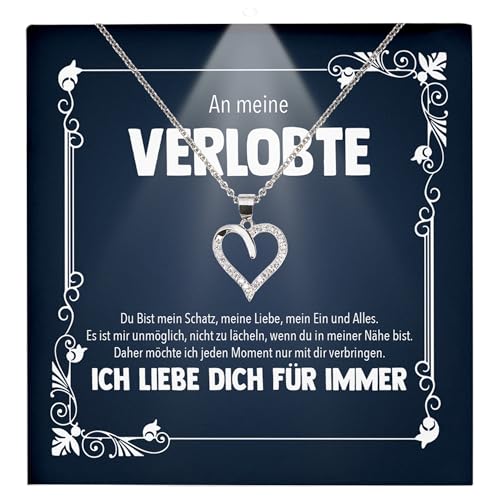 22Feels Frauen Verlobung Geschenk Ich Liebe Dich Schmuck Heiratsantrag - Silber 925/000 Herz Halskette - Damen Bride to be Verlobte Valentinstag Weihnachten - Karte Premium Licht Etui von 22Feels