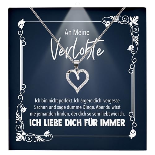 22Feels Frauen Verlobung Geschenk Ich Liebe Dich Schmuck Heiratsantrag - Silber 925/000 Herz Halskette - Damen Bride to be Verlobte Valentinstag Weihnachten - Karte Premium Licht Etui von 22Feels
