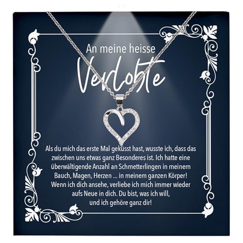 22Feels Frauen Verlobung Geschenk Ich Liebe Dich Schmuck Heiratsantrag - Silber 925/000 Herz Halskette - Damen Bride to be Verlobte Valentinstag Weihnachten - Karte Premium Licht Etui von 22Feels