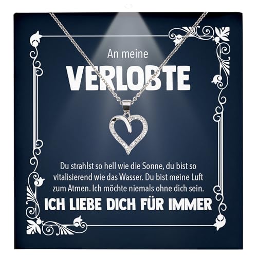22Feels Frauen Verlobung Geschenk Ich Liebe Dich Schmuck Heiratsantrag - Silber 925/000 Herz Halskette - Damen Bride to be Verlobte Valentinstag Weihnachten - Karte Premium Licht Etui von 22Feels