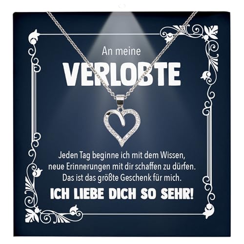22Feels Frauen Verlobung Geschenk Ich Liebe Dich Schmuck Heiratsantrag - Silber 925/000 Herz Halskette - Damen Bride to be Verlobte Valentinstag Weihnachten - Karte Premium Licht Etui von 22Feels