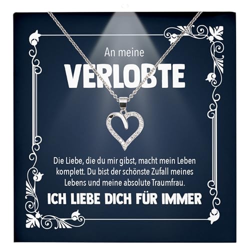 22Feels Frauen Verlobung Geschenk Ich Liebe Dich Schmuck Heiratsantrag - Silber 925/000 Herz Halskette - Damen Bride to be Verlobte Valentinstag Weihnachten - Karte Premium Licht Etui von 22Feels