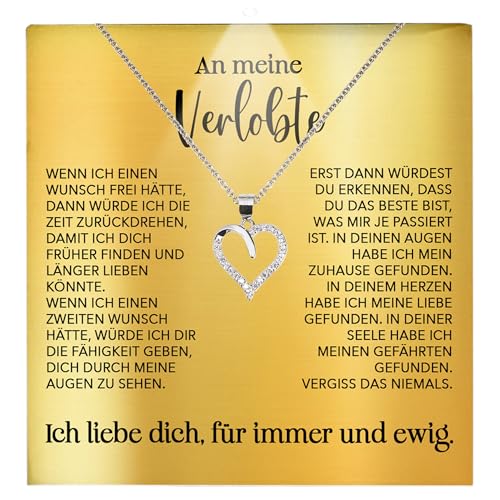 22Feels Frauen Verlobung Geschenk Ich Liebe Dich Schmuck Heiratsantrag - Silber 925/000 Herz Halskette - Damen Bride to be Verlobte Valentinstag Weihnachten - Karte Premium Licht Etui von 22Feels