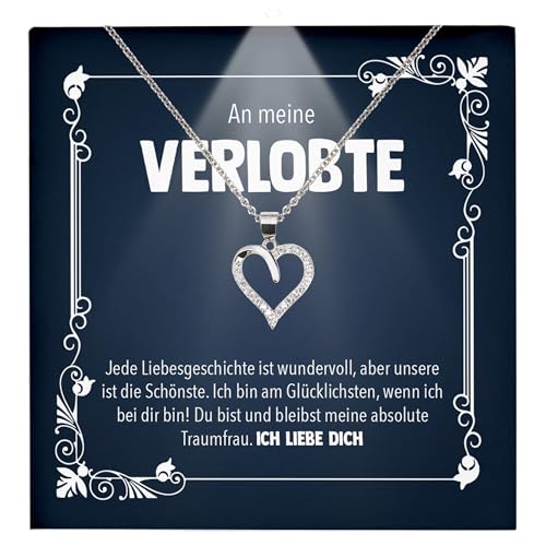 22Feels Frauen Verlobung Geschenk Ich Liebe Dich Schmuck Heiratsantrag - Silber 925/000 Herz Halskette - Damen Bride to be Verlobte Valentinstag Weihnachten - Karte Premium Licht Etui von 22Feels