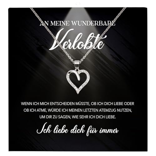 22Feels Frauen Verlobung Geschenk Ich Liebe Dich Schmuck Heiratsantrag - Silber 925/000 Herz Halskette - Damen Bride to be Verlobte Valentinstag Weihnachten - Karte Premium Licht Etui von 22Feels