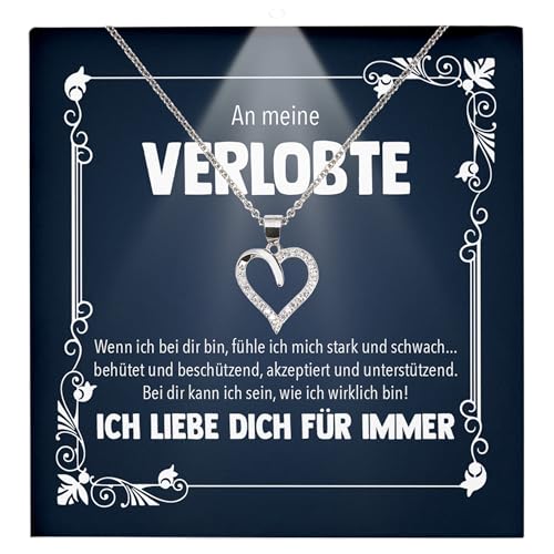 22Feels Frauen Verlobung Geschenk Ich Liebe Dich Schmuck Heiratsantrag - Silber 925/000 Herz Halskette - Damen Bride to be Verlobte Valentinstag Weihnachten - Karte Premium Licht Etui von 22Feels