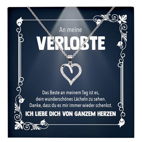 22Feels Frauen Verlobung Geschenk Ich Liebe Dich Schmuck Heiratsantrag - Silber 925/000 Herz Halskette - Damen Bride to be Verlobte Valentinstag Weihnachten - Karte Premium Licht Etui von 22Feels