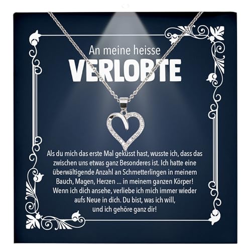 22Feels Frauen Verlobung Geschenk Ich Liebe Dich Schmuck Heiratsantrag - Silber 925/000 Herz Halskette - Damen Bride to be Verlobte Valentinstag Weihnachten - Karte Premium Licht Etui von 22Feels