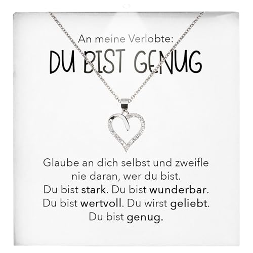 22Feels Frauen Verlobung Geschenk Ich Liebe Dich Schmuck Heiratsantrag - Silber 925/000 Herz Halskette - Damen Bride to be Verlobte Valentinstag Weihnachten - Karte Premium Licht Etui von 22Feels