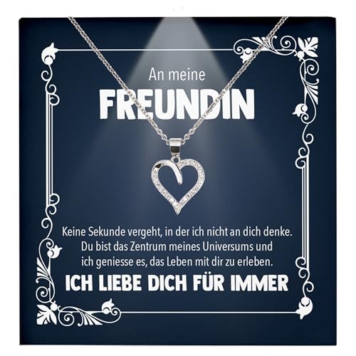 22Feels Freundin Geschenk Ich Liebe Dich Kette - Silber 925/000 Herz Frauen Schmuck - Damen Valentinstag für Sie Jahrestag Schatz - Karte Premium LED Licht Etui von 22Feels