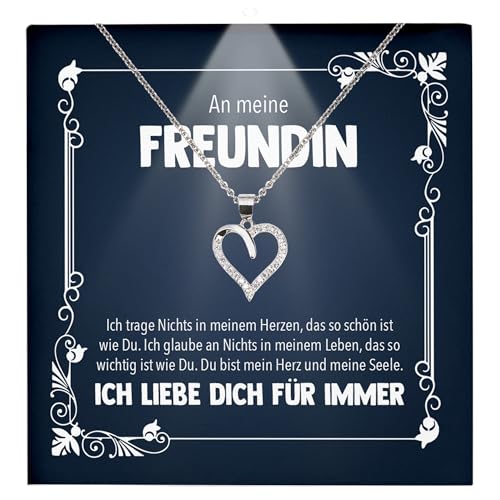 22Feels Freundin Geschenk Ich Liebe Dich Kette - Silber 925/000 Herz Frauen Schmuck - Damen Valentinstag für Sie Jahrestag Schatz - Karte Premium LED Licht Etui von 22Feels