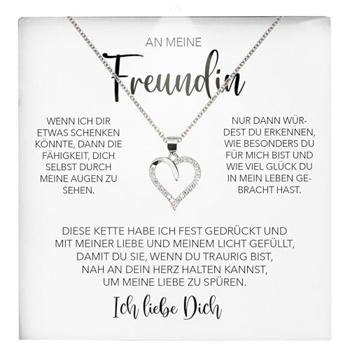22Feels Freundin Geschenk Ich Liebe Dich Kette - Silber 925/000 Herz Frauen Schmuck - Damen Valentinstag für Sie Jahrestag Schatz - Karte Premium LED Licht Etui von 22Feels