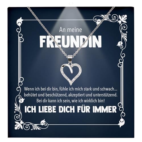 22Feels Freundin Geschenk Ich Liebe Dich Kette - Silber 925/000 Herz Frauen Schmuck - Damen Valentinstag für Sie Jahrestag Schatz - Karte Premium LED Licht Etui von 22Feels