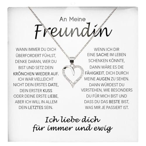 22Feels Freundin Geschenk Ich Liebe Dich Kette - Silber 925/000 Herz Frauen Schmuck - Damen Valentinstag für Sie Jahrestag Schatz - Karte Premium LED Licht Etui von 22Feels