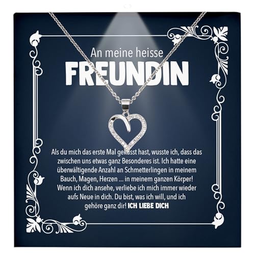 22Feels Freundin Geschenk Ich Liebe Dich Kette - Silber 925/000 Herz Frauen Schmuck - Damen Valentinstag für Sie Jahrestag Schatz - Karte Premium LED Licht Etui von 22Feels
