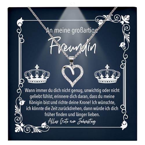22Feels Freundin Geschenk Ich Liebe Dich Kette - Silber 925/000 Herz Frauen Schmuck - Damen Valentinstag für Sie Jahrestag Schatz - Karte Premium LED Licht Etui von 22Feels