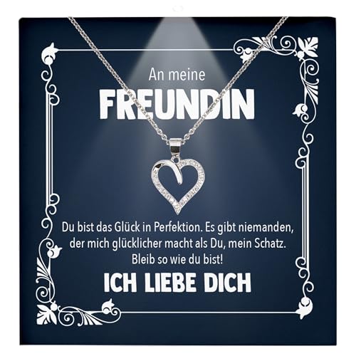 22Feels Freundin Geschenk Ich Liebe Dich Kette - Silber 925/000 Herz Frauen Schmuck - Damen Valentinstag für Sie Jahrestag Schatz - Karte Premium LED Licht Etui von 22Feels