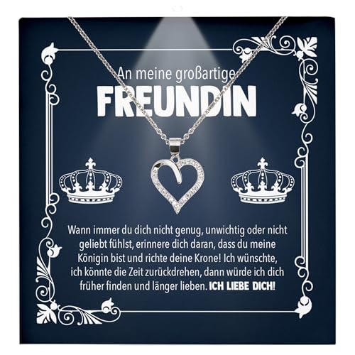 22Feels Freundin Geschenk Ich Liebe Dich Kette - Silber 925/000 Herz Frauen Schmuck - Damen Valentinstag für Sie Jahrestag Schatz - Karte Premium LED Licht Etui von 22Feels