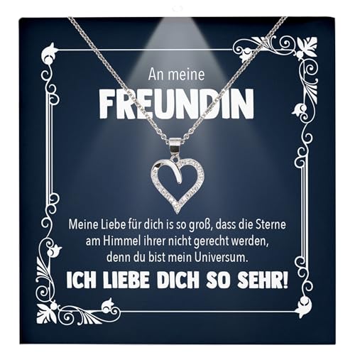 22Feels Freundin Geschenk Ich Liebe Dich Kette - Silber 925/000 Herz Frauen Schmuck - Damen Valentinstag für Sie Jahrestag Schatz - Karte Premium LED Licht Etui von 22Feels