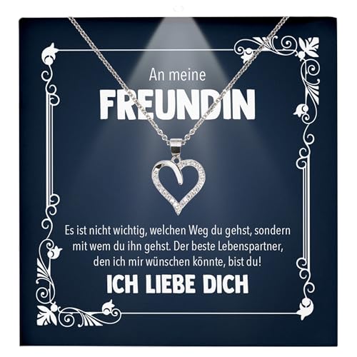 22Feels Freundin Geschenk Ich Liebe Dich Kette - Silber 925/000 Herz Frauen Schmuck - Damen Valentinstag für Sie Jahrestag Schatz - Karte Premium LED Licht Etui von 22Feels