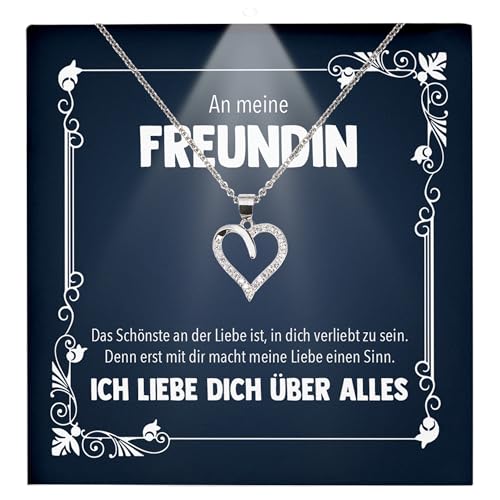 22Feels Freundin Geschenk Ich Liebe Dich Kette - Silber 925/000 Herz Frauen Schmuck - Damen Valentinstag für Sie Jahrestag Schatz - Karte Premium LED Licht Etui von 22Feels