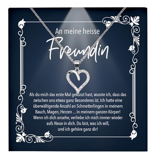 22Feels Freundin Ich Liebe Dich Geschenk Frauen Schmuck - Silber 925/000 Herz Halskette - Damen Valentinstag für Sie Jahrestag Schatz - Karte Premium LED Licht Etui von 22Feels