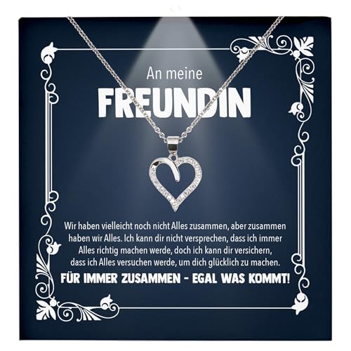 22Feels Freundin Ich Liebe Dich Geschenk Frauen Schmuck - Silber 925/000 Herz Halskette - Damen Valentinstag für Sie Jahrestag Schatz - Karte Premium LED Licht Etui von 22Feels
