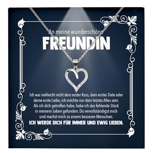 22Feels Jahrestag Geschenk Freundin Schmuck - Silber 925/000 Herz Halskette Frauen - Damen Valentinstag für Sie Jahrestag Schatz Ich Liebe Dich - Karte Premium LED Licht Etui von 22Feels