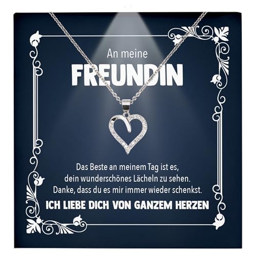 22Feels Jahrestag Geschenk Freundin Schmuck - Silber 925/000 Herz Halskette Frauen - Damen Valentinstag für Sie Jahrestag Schatz Ich Liebe Dich - Karte Premium LED Licht Etui von 22Feels