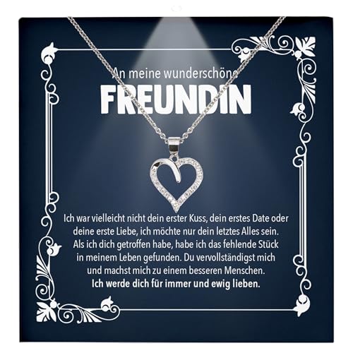 22Feels Jahrestag Geschenk Freundin Schmuck - Silber 925/000 Herz Halskette Frauen - Damen Valentinstag für Sie Jahrestag Schatz Ich Liebe Dich - Karte Premium LED Licht Etui von 22Feels