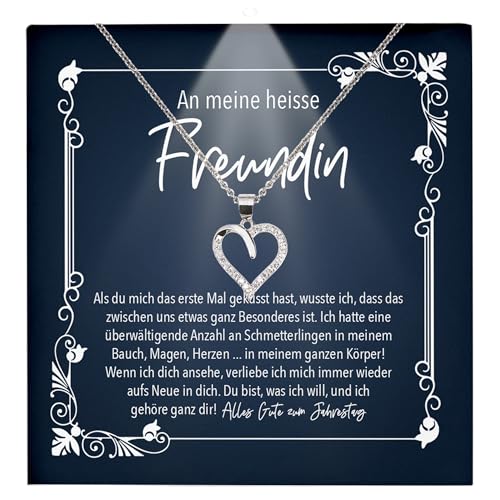 22Feels Jahrestag Geschenk Freundin Schmuck - Silber 925/000 Herz Halskette Frauen - Damen Valentinstag für Sie Jahrestag Schatz Ich Liebe Dich - Karte Premium LED Licht Etui von 22Feels