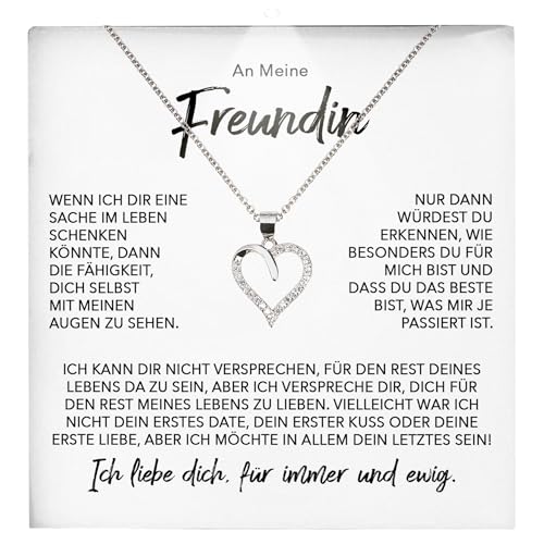 22Feels Jahrestag Geschenk Freundin Schmuck - Silber 925/000 Herz Halskette Frauen - Damen Valentinstag für Sie Jahrestag Schatz Ich Liebe Dich - Karte Premium LED Licht Etui von 22Feels