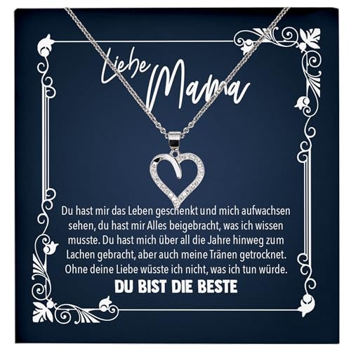 22Feels Liebe Mama Geschenk zum Geburtstag Muttertag, Mutter Schmuck Set für Frauen - Echt Silber 925 Herz Halskette mit Karte von 22Feels