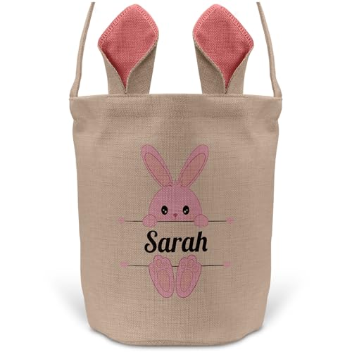 22Feels Mädchen Osterkorb Personalisiert Name Kinder Tragetasche Henkel PINK Ostern Geschenk Osternnest Tochter Enkelin Hasenohren Individuell Körbchen von 22Feels