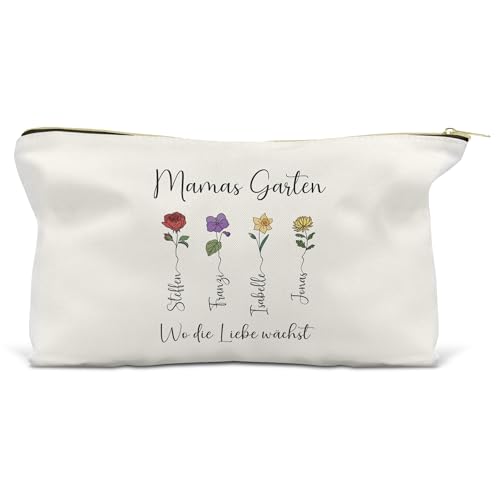 22Feels Mama Geschenk Kosmetiktasche Personalisiert Mutter Make-Up Tasche Beige Muttertag Frauen Damen Schminktasche Beauty Reise-Organizer (23x15.5cm) von 22Feels