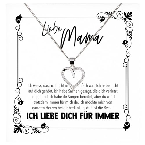 22Feels Mama Geschenk Mutter Frauen Schmuck Set Muttertag Geburtstag Weihnachten - Echt Silber 925 Herz Halskette mit Karte von 22Feels