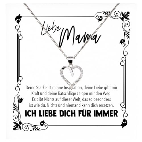 22Feels Mama Geschenk Mutter Frauen Schmuck Set Muttertag Geburtstag Weihnachten - Echt Silber 925 Herz Halskette mit Karte von 22Feels