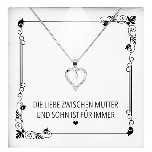 22Feels Mama Geschenk von Sohn Frauen Schmuck Muttertag - Silber 925/000 Herz Halskette Damen - Geburtstag Weihnachten Idee von Tochter Sohn an Mutter Eltern Familie - Karte Premium Licht Etui von 22Feels