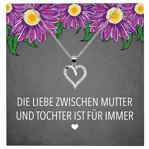 22Feels Mama Geschenk von Tochter zum Geburtstag und Muttertag, Mutter Schmuck Set für Frauen - Echt Silber 925 Herz Halskette mit Karte von 22Feels